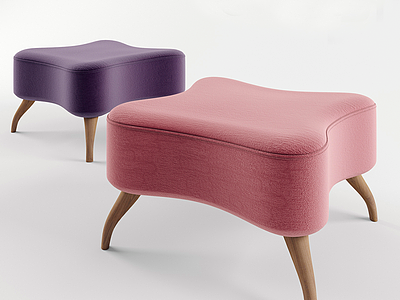 3d现代彩色布艺沙发凳模型