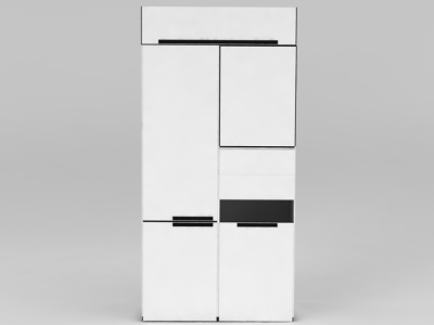 现代黑白拼色衣柜衣橱模型3d模型