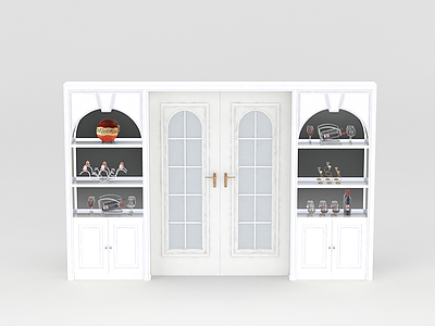3d现代大型白色酒柜免费模型