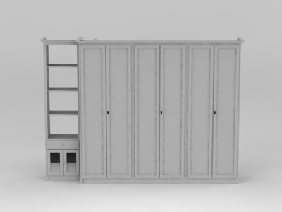 现代灰色衣柜衣橱模型3d模型