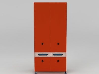 3d时尚橙色衣柜衣橱免费模型
