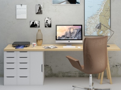 现代书桌椅子组合模型3d模型