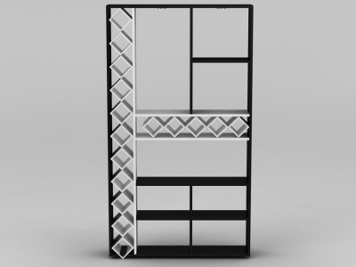 现代黑白拼色实木酒柜模型3d模型