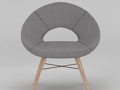 北欧灰色布艺单椅3d模型