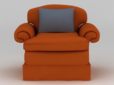 欧式橙色布艺沙发模型3d模型