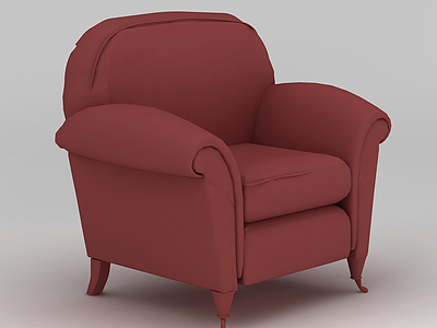 欧式红色布艺沙发椅模型3d模型