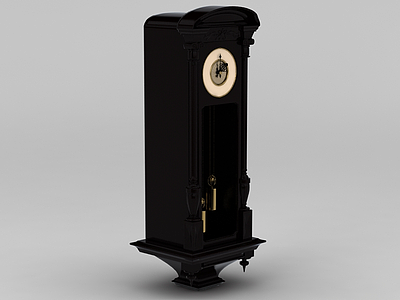 3d现代黑色实木钟表摆钟免费模型