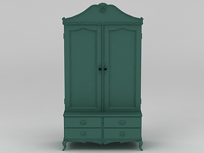 现代蓝色双开门储物柜模型3d模型
