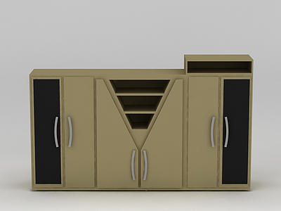 现代拼色边柜储物柜模型3d模型