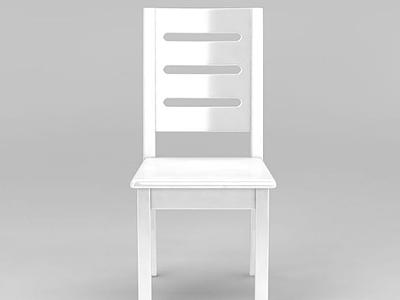 3d现代白色实木餐椅模型