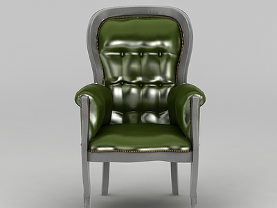 欧式绿色皮沙发椅模型3d模型