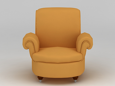 3d欧式<font class='myIsRed'>黄色布艺沙发</font>椅免费模型