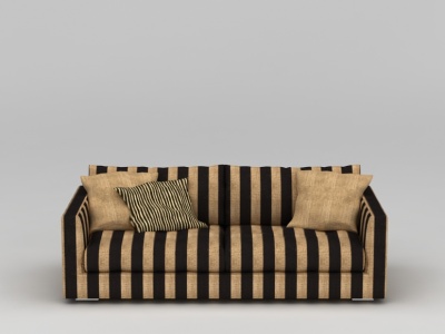 3d精品条纹布艺沙发免费模型