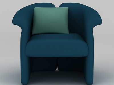 3d欧式蓝色布艺沙发椅免费模型