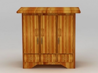 3d现代条纹实木边柜模型