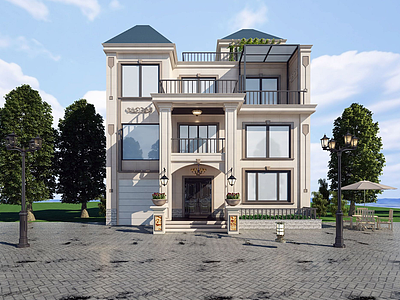 3d现代风格别墅建筑模型
