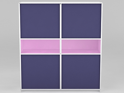 3d现代紫色拼色衣柜衣橱模型