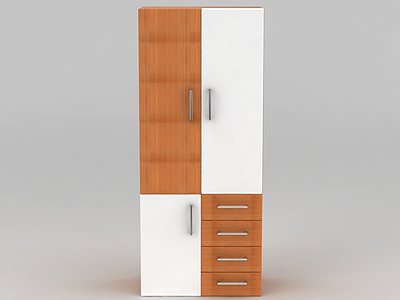 现代拼色实木衣柜衣橱模型3d模型