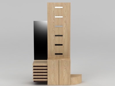 3d现代实木玄关鞋柜模型