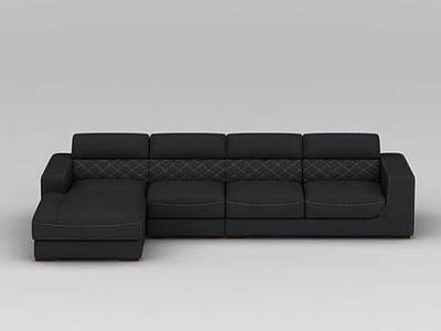 3d现代深灰色布艺沙发模型