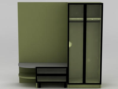 3d现代绿色衣柜衣橱免费模型