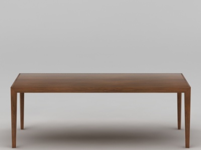 3d现代实木长餐桌模型