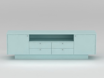 3d现代实木蓝色电视柜模型