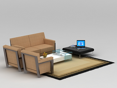 3d极简主义沙发茶几组合免费模型
