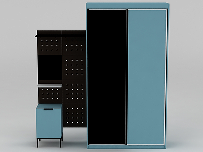 3d现代蓝色衣柜衣橱免费模型