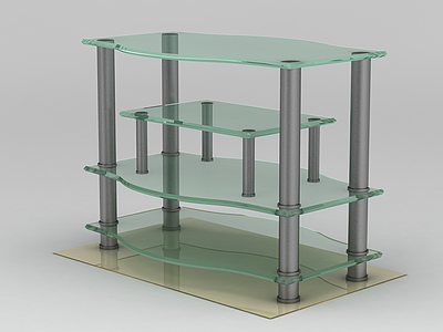 拉丝不锈钢玻璃电视柜模型3d模型