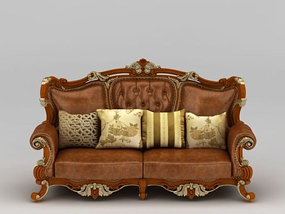 3d精美欧式实木雕花沙发模型