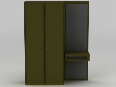 3d现代军绿色衣柜衣橱模型