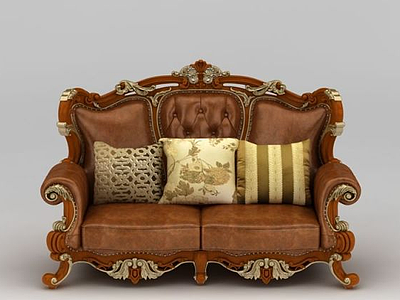 3d现代经典欧式双人沙发模型