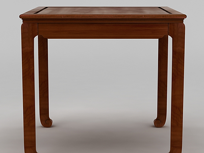 中式实木方桌餐桌模型
