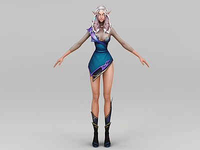 动漫游戏角色精灵女模型3d模型