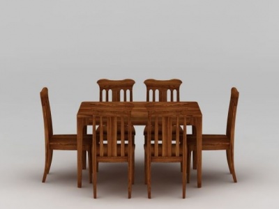 3d现代实木家居餐桌椅模型
