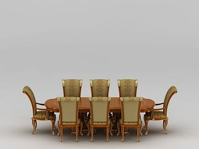 欧式多人餐桌餐椅模型3d模型