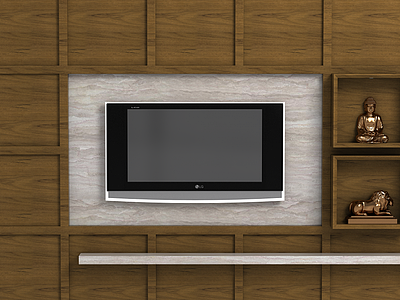 3d现代客厅电视柜背景墙模型