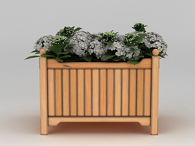 现代实木花坛花盆模型3d模型