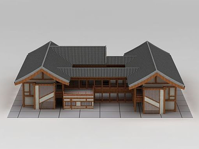 3d日式木屋建筑模型