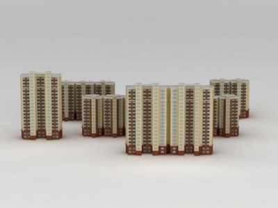 3d高档小区建筑楼模型