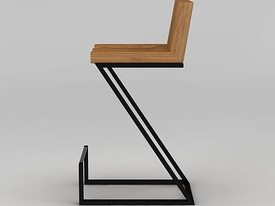 3d现代原木吧台椅模型