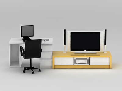 电视柜办公桌模型3d模型