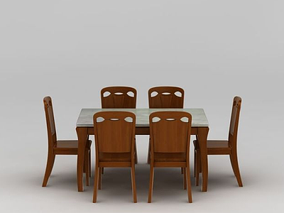3d现代<font class='myIsRed'>实木餐桌餐椅</font>组合模型