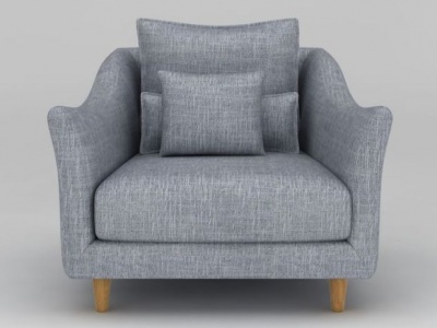 3d高档灰色布艺单人沙发模型