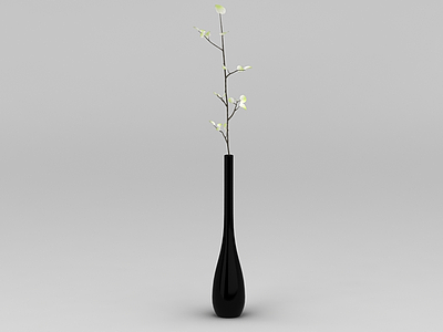 现代黑色花瓶插花装饰模型3d模型