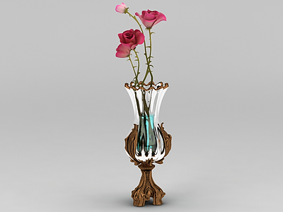 精品欧式花瓶插花摆件模型3d模型