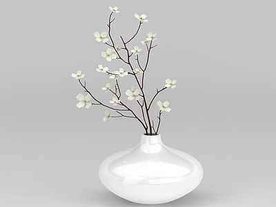 精品白色陶瓷花瓶模型