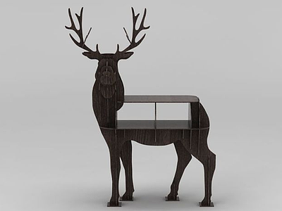 3d现代鹿造型书架模型