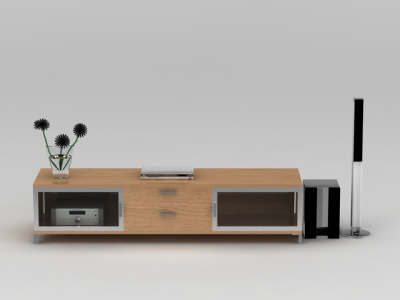 3d现代简约实木电视柜模型